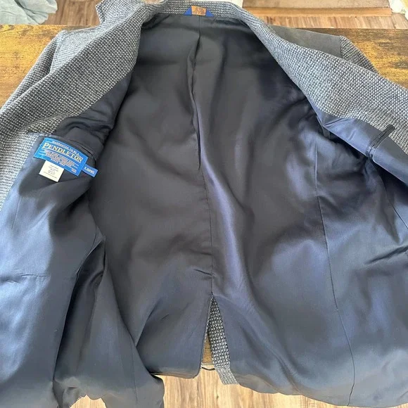 Pendleton wool sports coat jacket size 42 long gray blue classic western - Picture 4 of 12